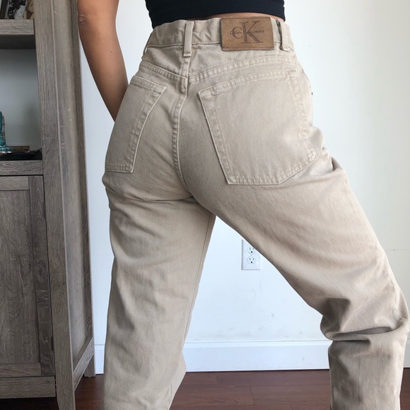 Calvin Klein Jeans | Jeans | Vintage Calvin Klein Beige High Rise Mom Jeans  W28 | Poshmark